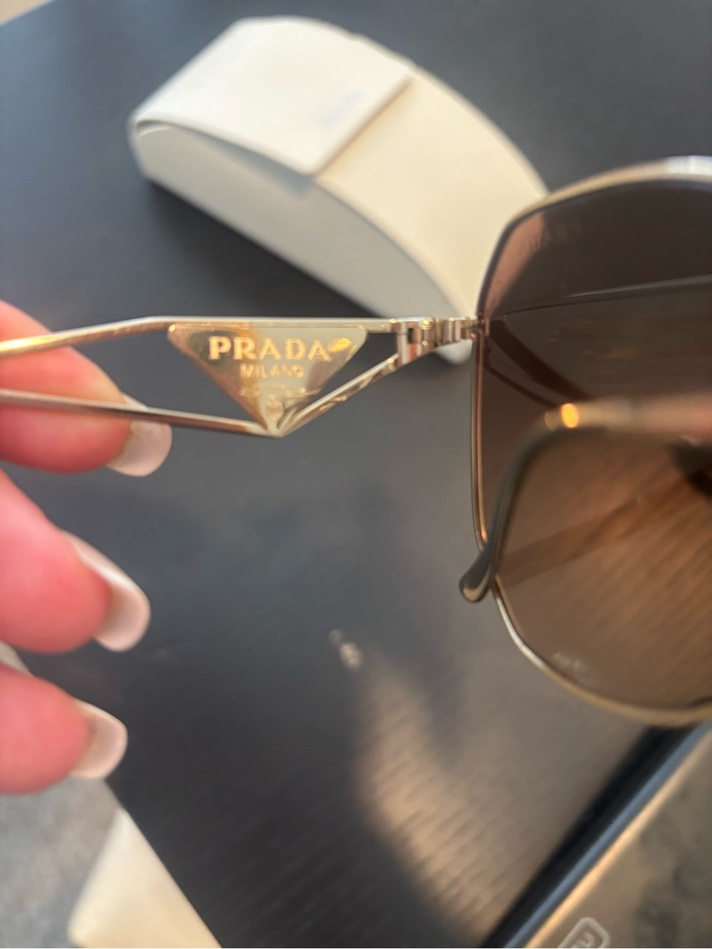 Prada Women Gold Frame Sunglasses with Brown Gradient Lenses - Picture 5 of 8